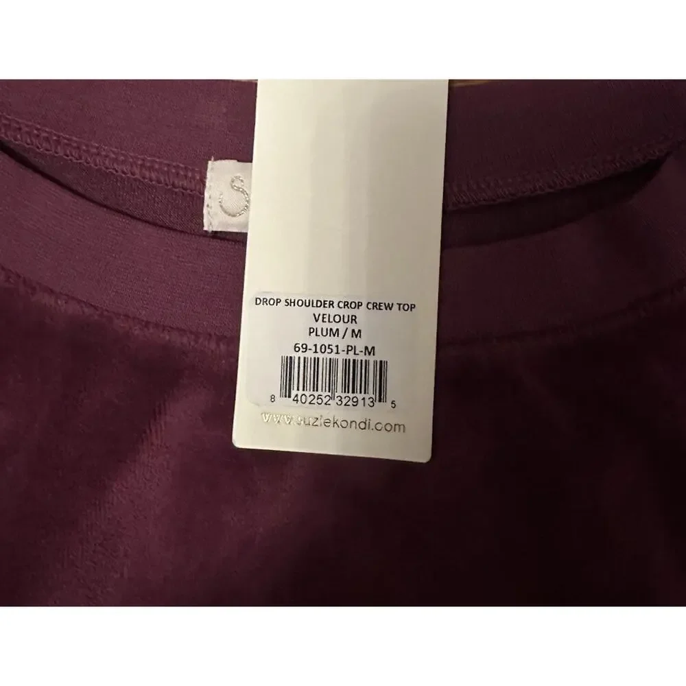NWT Suzie Kondi Drop Shoulder Plum Velour Top- Sz M
